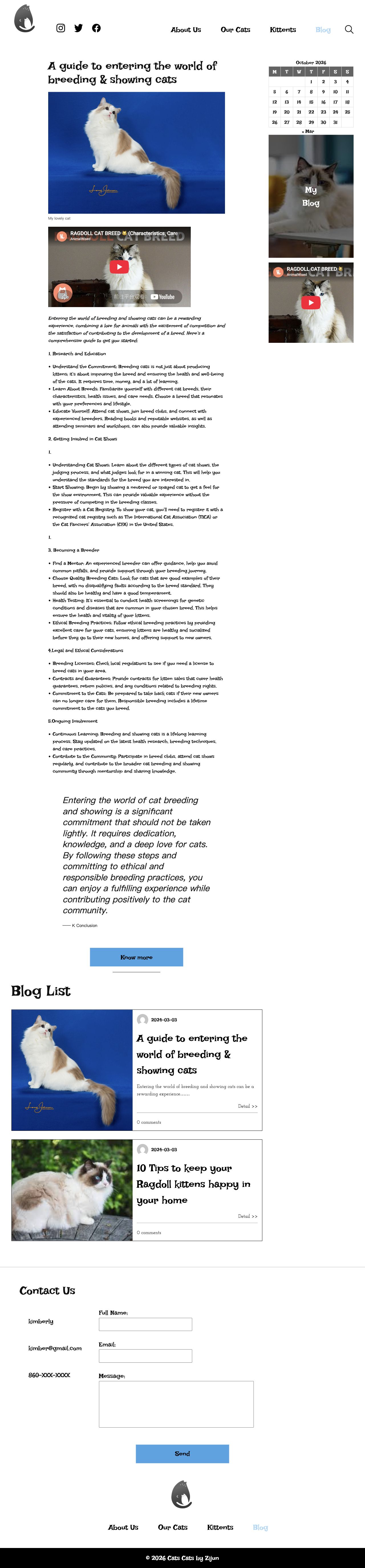 DreamPurr blog template with article previews and sidebar